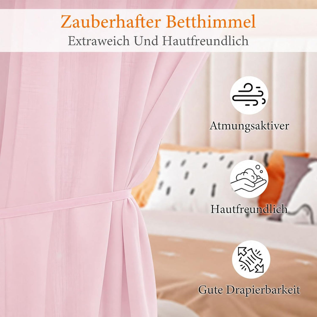 2 Stück Hausbett Himmel Set, Betthimmel für Hausbett Deko, Bett Vorhang für Mädchen und Jungen im Ki