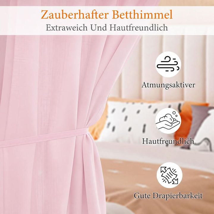 2 Stück Hausbett Himmel Set, Betthimmel für Hausbett Deko, Bett Vorhang für Mädchen und Jungen im Ki