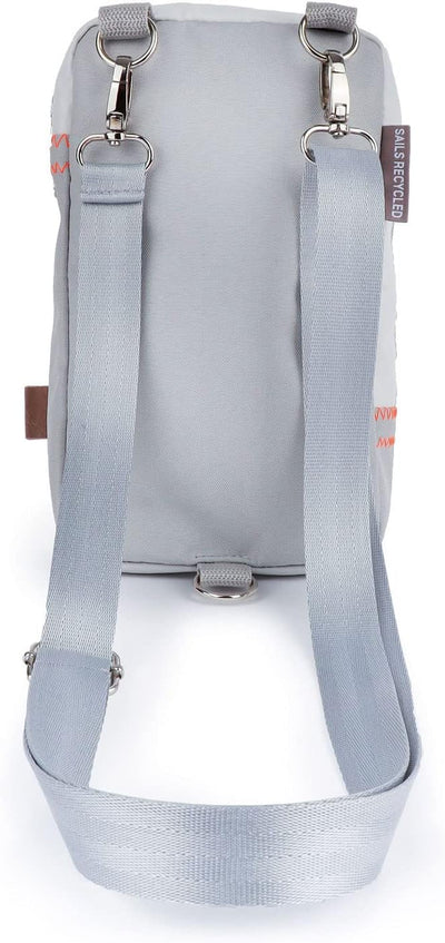 360 Grad Nautik Umhänge-Tasche Segeltuch weiss-grau mit Zahl orange