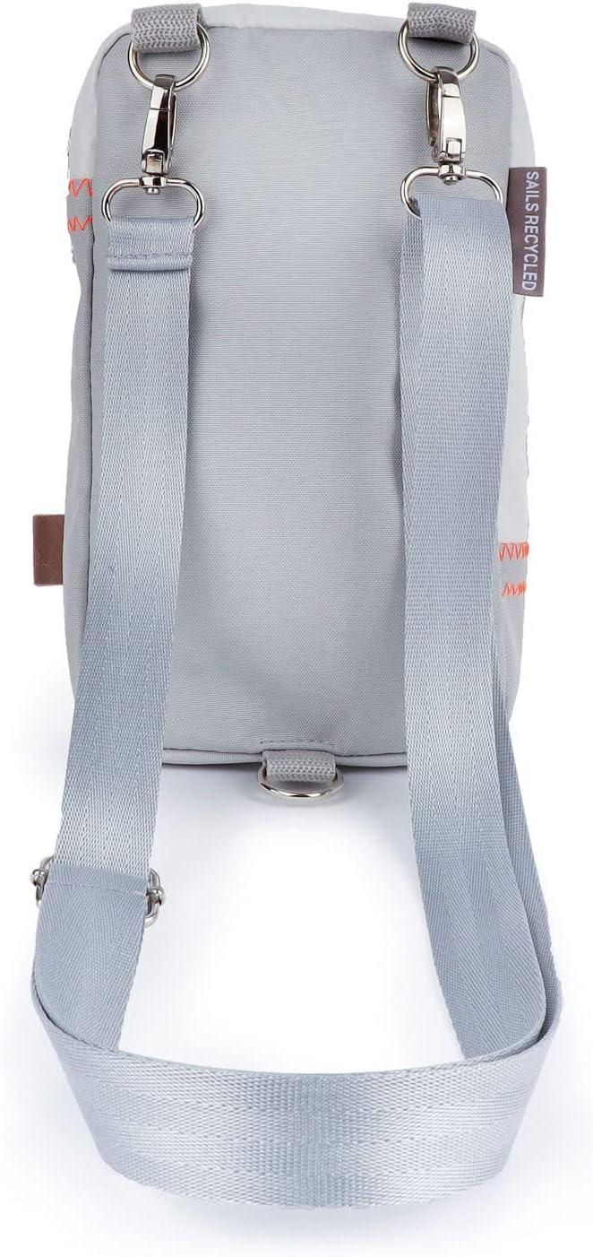 360 Grad Nautik Umhänge-Tasche Segeltuch weiss-grau mit Zahl orange