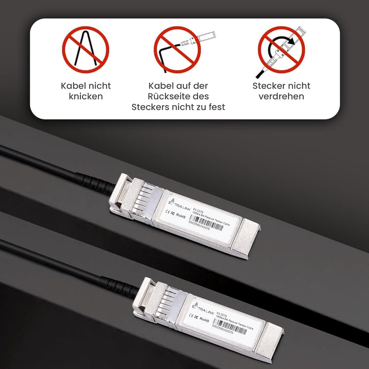 EXTRALINK DAC SFP+ Kabel 3m – Passives Twinax Kabel 10Gbit, SFP+ zu SFP+, MSA kompatibel, für Ubiqui