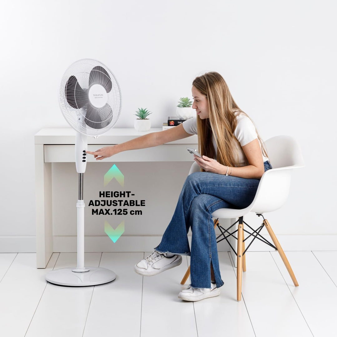 Taurus Greco 16CR Pure Standventilator, 40 W, runder Boden, Oszillationssystem, verstellbare Neigung