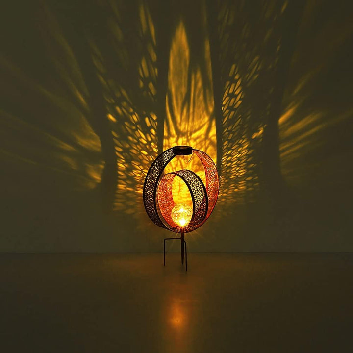 Solarleuchte mit Metallstanzungen und Glaskugel, Silber Höhe 42cm