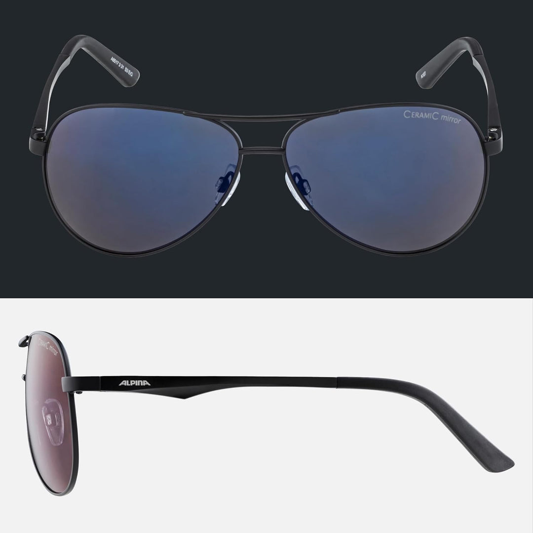 ALPINA A 107 - Verspiegelte und Bruchsichere Sonnenbrille Mit 100% UV-Schutz Für Erwachsene Black Ma