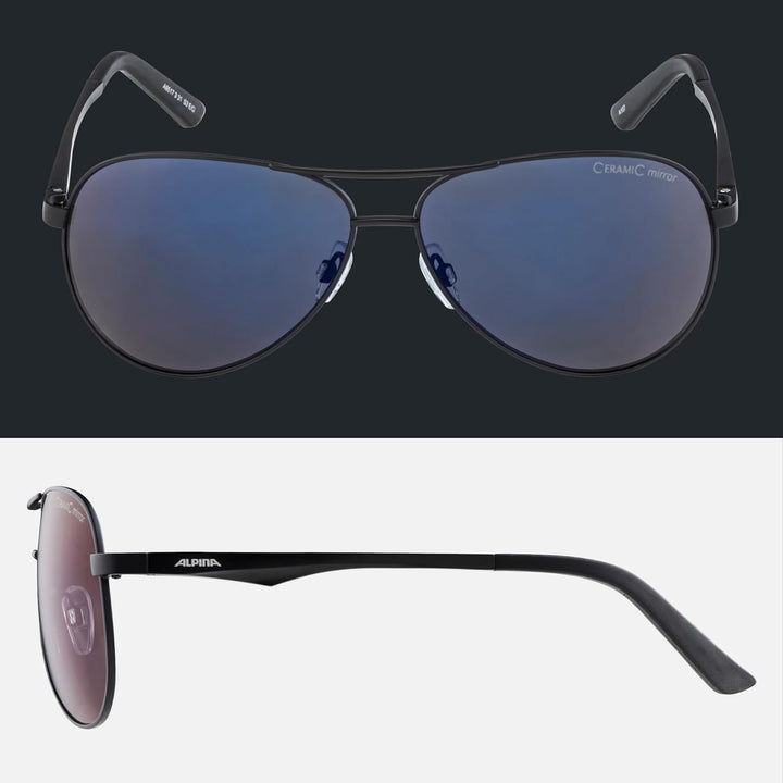 ALPINA A 107 - Verspiegelte und Bruchsichere Sonnenbrille Mit 100% UV-Schutz Für Erwachsene Black Ma