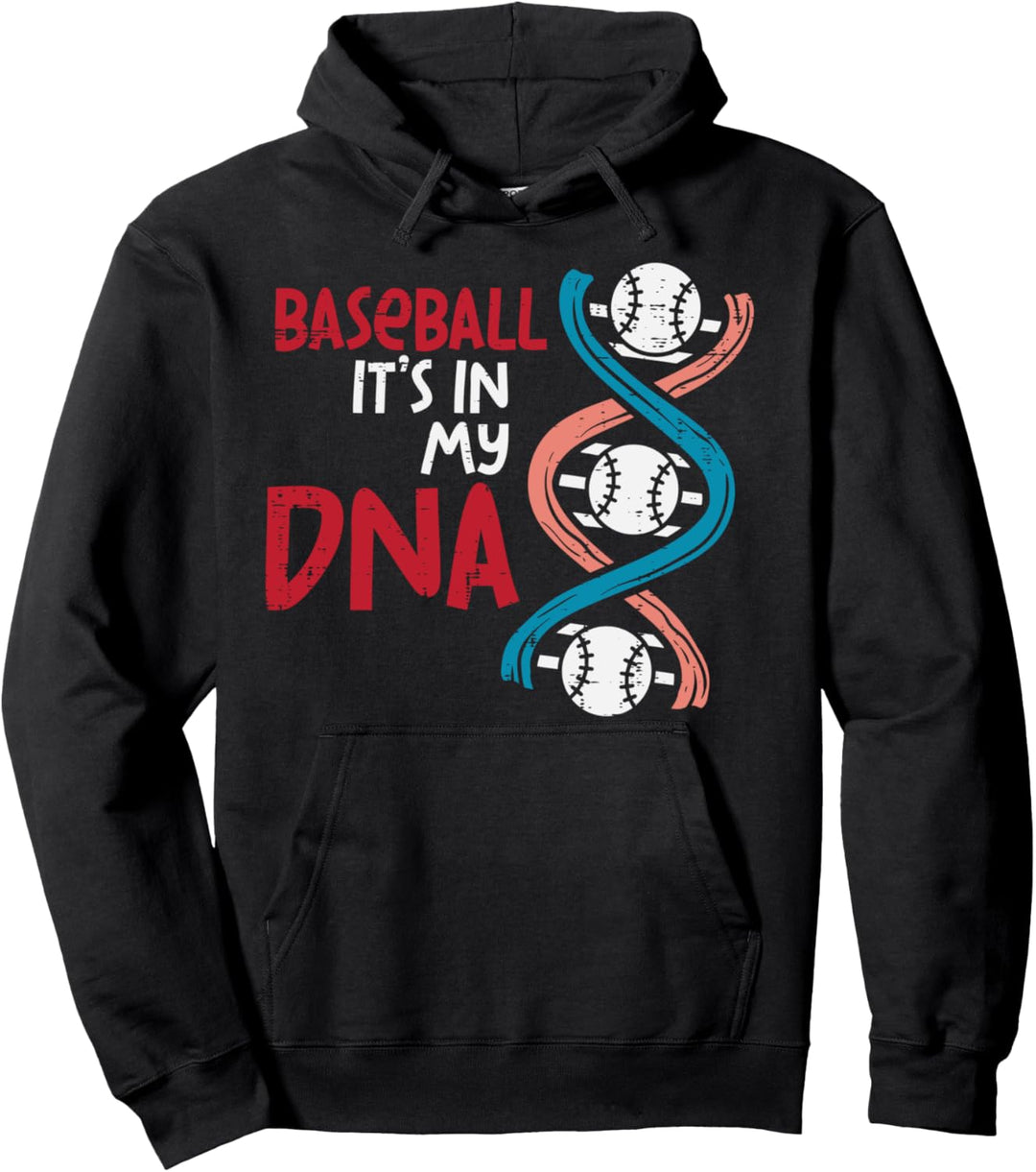 Baseball In My DNA Funny Coach Team Player Men Women Kids Pullover Hoodie
