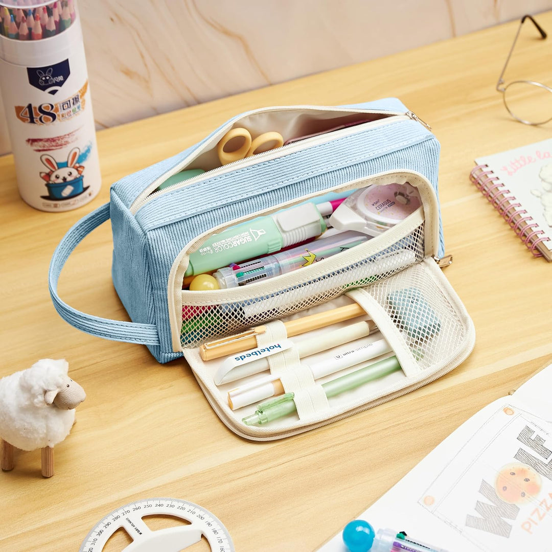 KALIDI Federmäppchen Mäppchen Federtaschen 2 Fächer, extra gross Pencil Case Stifte Etui Schule, Aes