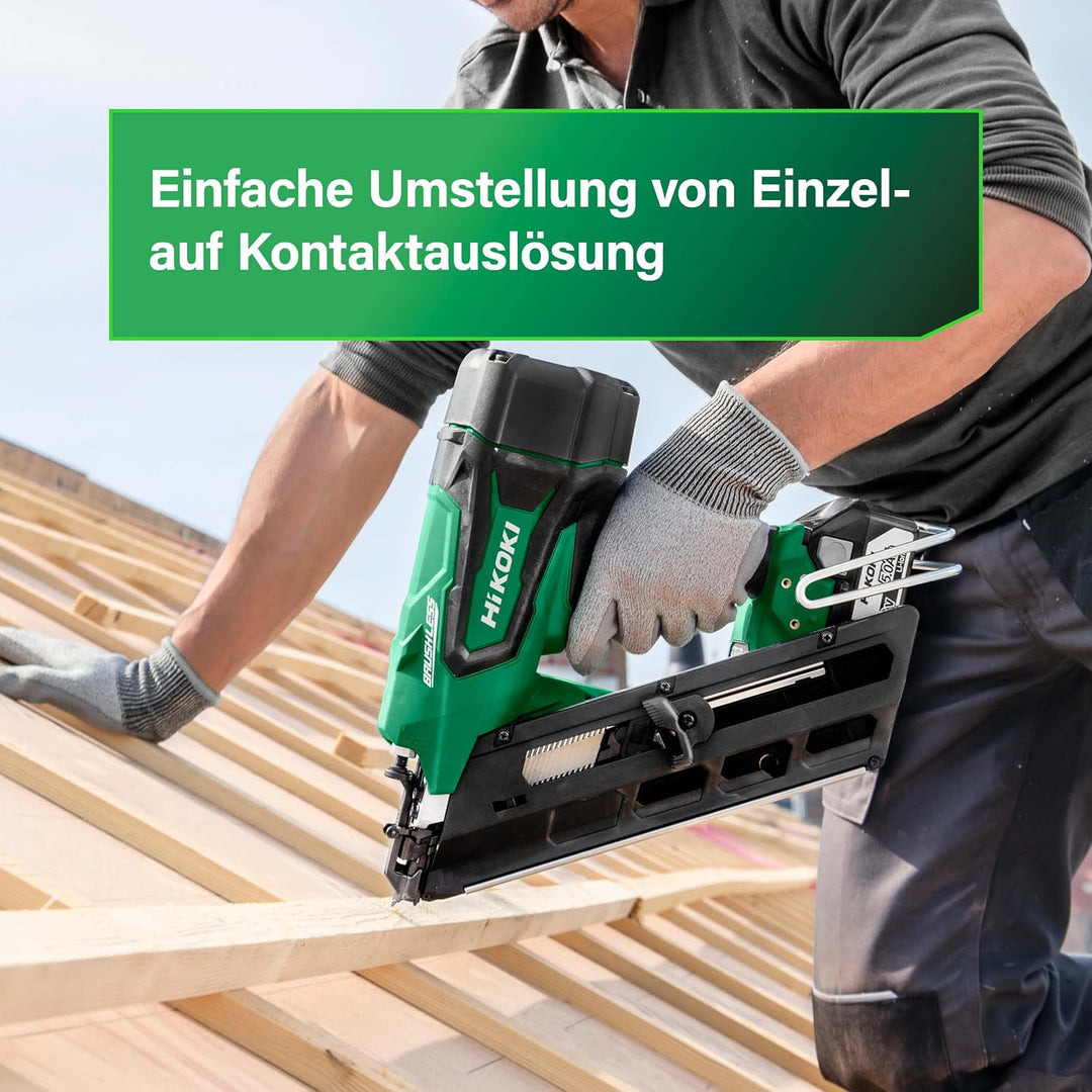 HiKOKI Akku Streifen Nagler 34° NR1890DBCL (18V, Li-Ion, Brushless, 120J, Schutzbrille, Air-Spring-D
