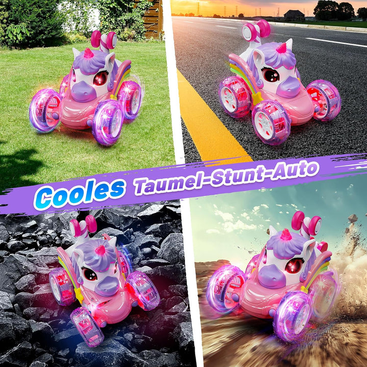 Hot Bee Einhorn Ferngesteuertes Auto ab 3 Jahre, Geschenk Mädchen 3 4 5 6 Jahre, 2.4GHz RC Auto, Ein
