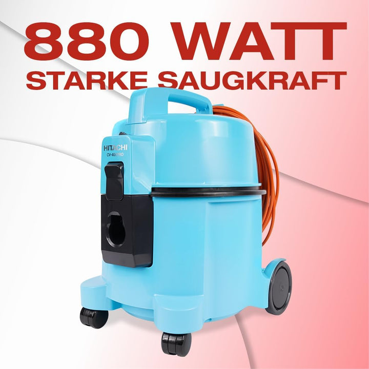 HITACHI Staubsauger CV-400 PRO mit HEPA Filter 7,5L, Beutellos - Profi Bodenstaubsauger 880W, leise