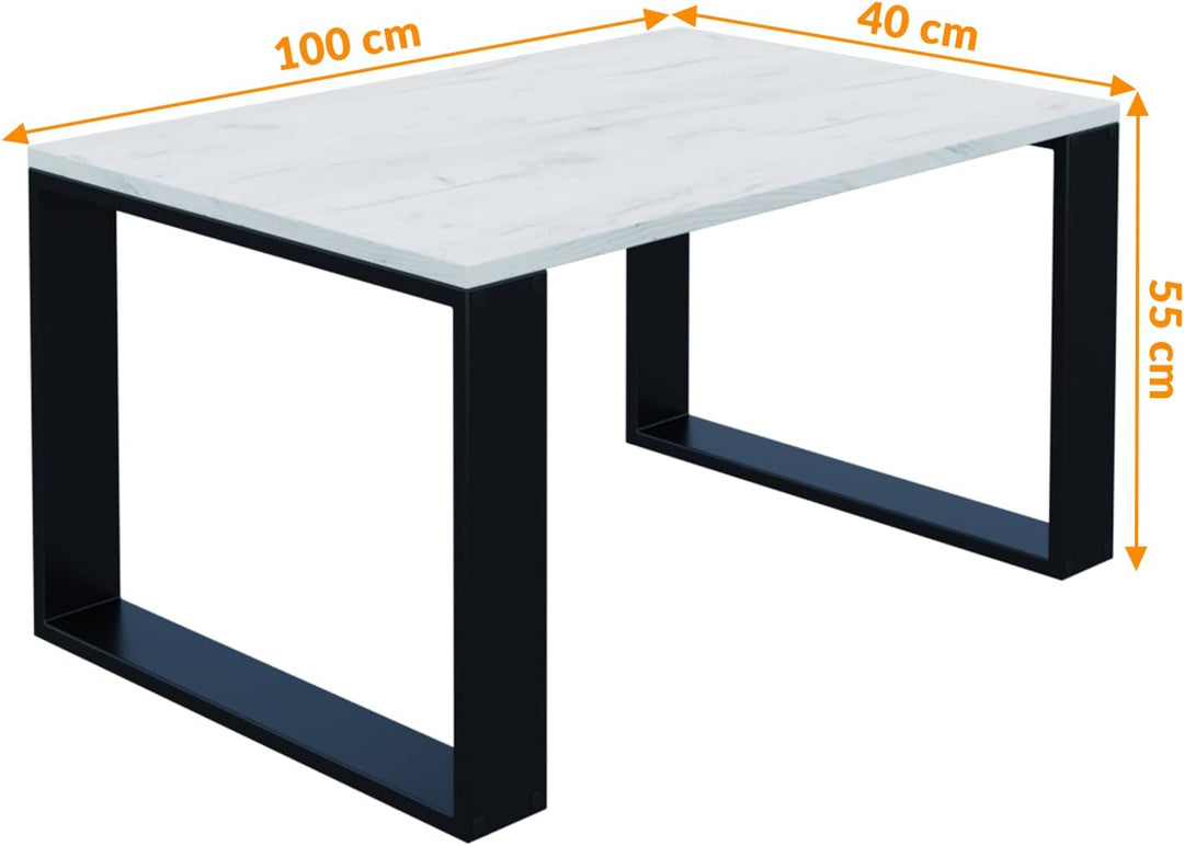 AKKE Couchtisch Wohnzimmertisch Beistelltisch Tisch Für Wohnzimmer Weiss Craft 100 x 40 x 55 L:100cm