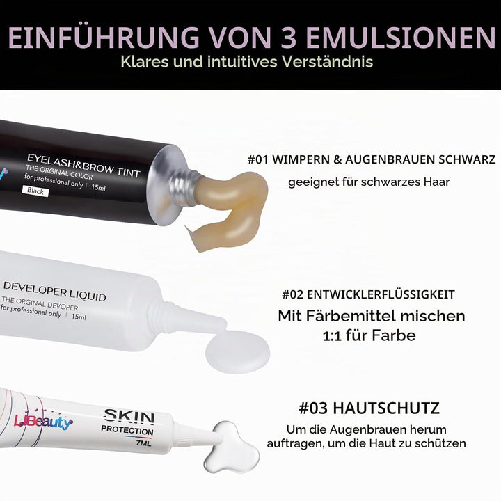 Libeauty Wimpern färben set, 15 ml schwarzes Augenbrauen-Tönungsset, Wimperntönung mit komplettem We