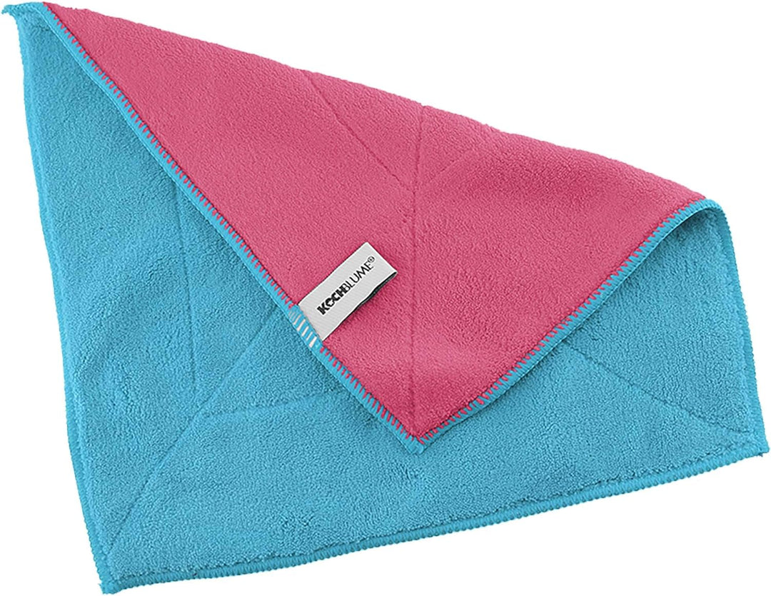 Kochblume Microfasertuch Set, 10-teilig | Premium Microfaser | Set in der bunten Box (türkis-pink),
