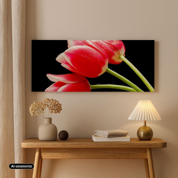 Wandbilder Dekoration Wohnzimmer Tulpe garten blume blumenstrauss Panorama Bilder auf Leinwand 120x5