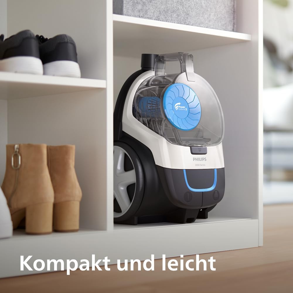 Philips PowerPro Compact Series 3000 Beutelloser Staubsauger – 900 W, Bodenstaubsauger mit HEPA-Filt