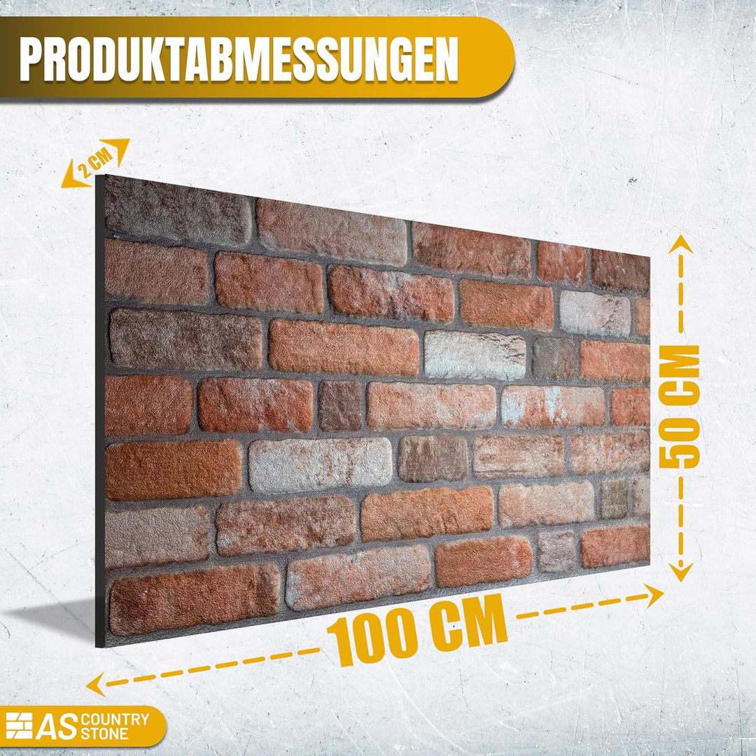 AS Country Stone® Wandverkleidung Steinoptik | 100x50x2 cm | 3D Effekt Wandpaneele Steinoptik für Kü