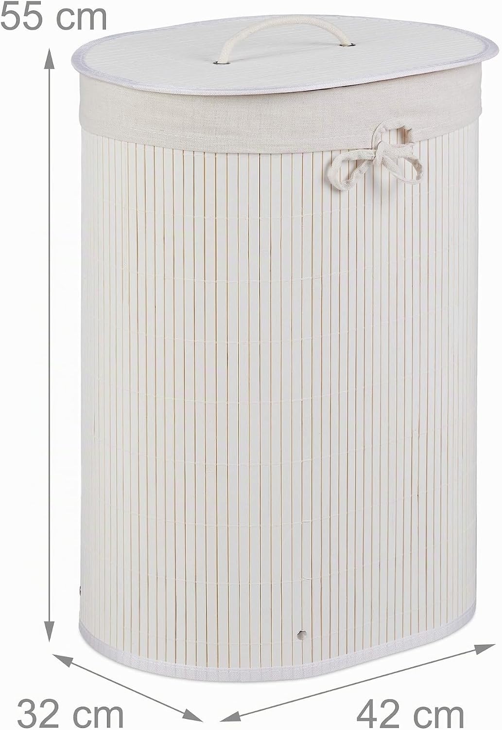 Relaxdays Wäschekorb Bambus, oval, 46 l, faltbar, Wäschesammler mit Deckel, Bad &amp; Schlafzimmer, HBT: