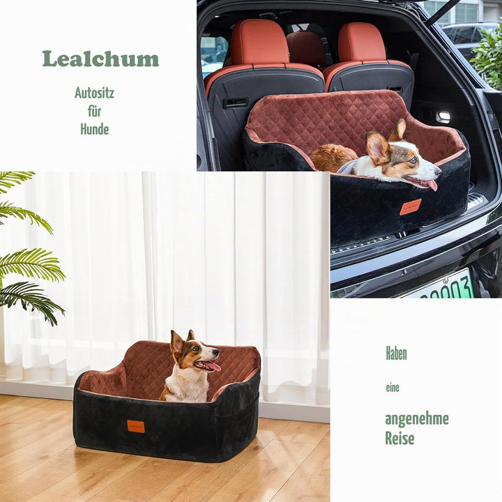 Hundeautositz für grosse Hunde, weicher Stoff Auto Hundebett Füllung Memory Foam, Autositz für Hunde