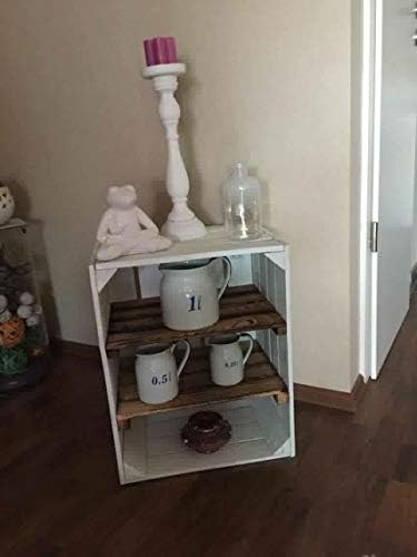 12er Weisse Holzkiste mit 2 geflammten Mittelbrettern quer 50cm x 40cm x 30cm Obstkiste Weinkiste mi