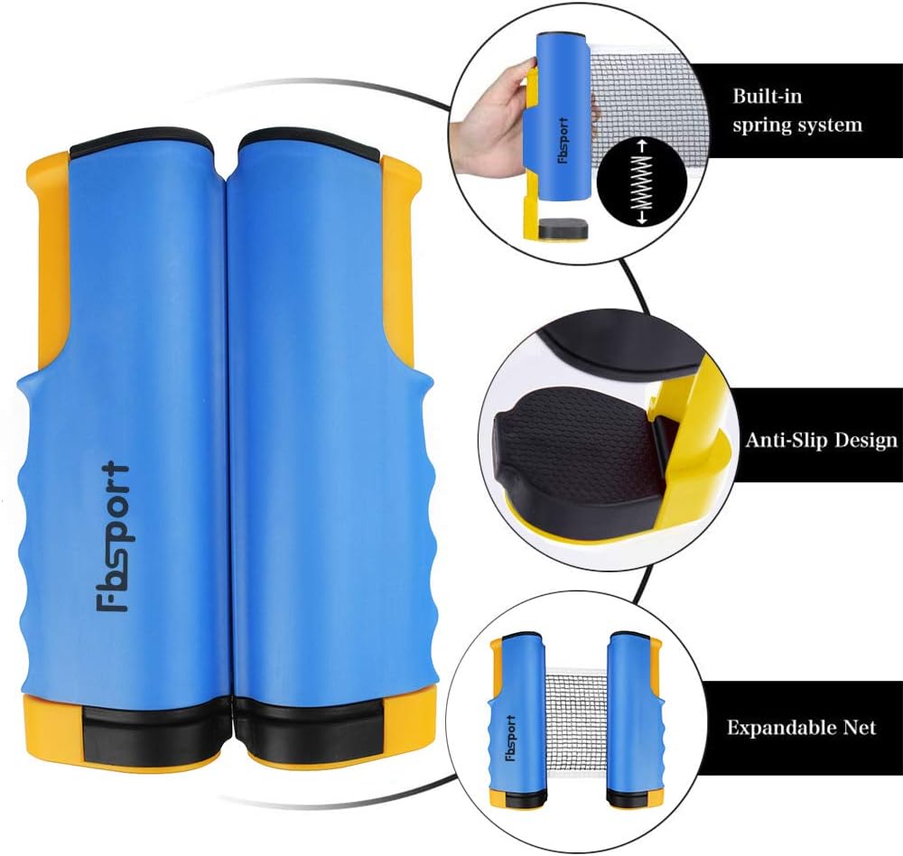 Tischtennisschläger/Schläger,Ausziehbare Tischtennisnetze,6 Ping-Pong Bälle,1*Mesh Bag,tragbar Tisch