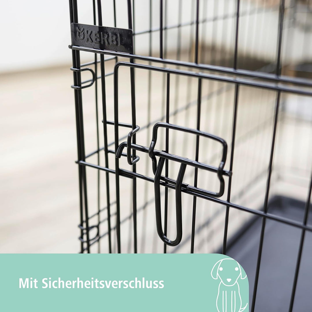 Kerbl 81366 Gittertransportbox, klappbar, 92 x 63 x 74 cm, 2 Türen, schwarz, 92 x 63 x 74 cm