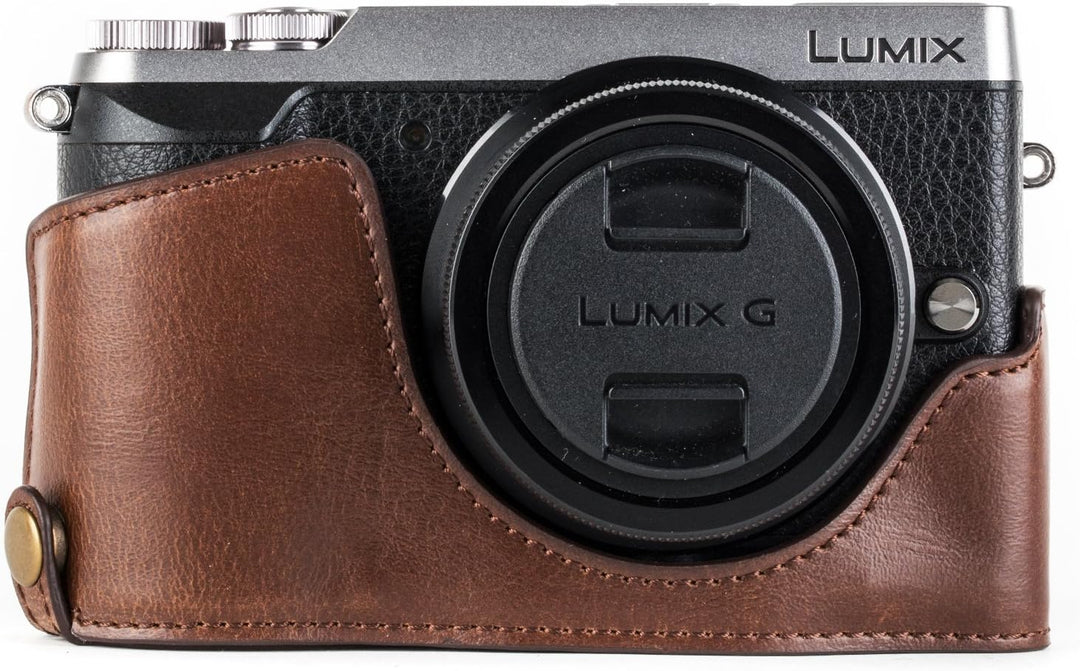 MegaGear Panasonic Lumix DMC-GX85, GX80 mit 12-32mm Objektiv Ever Ready Leder Kamera-Case mit Trager