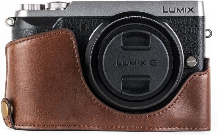 MegaGear Panasonic Lumix DMC-GX85, GX80 mit 12-32mm Objektiv Ever Ready Leder Kamera-Case mit Trager