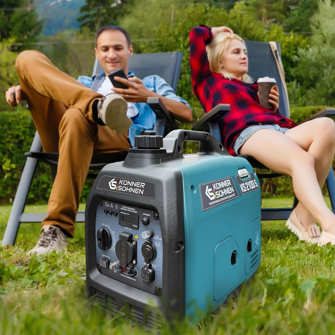 Inverter-Generator KS 2100i S von Könner & Söhnen. Stromerzeuger benzin 2000 W, Schuko-Steckdose 230