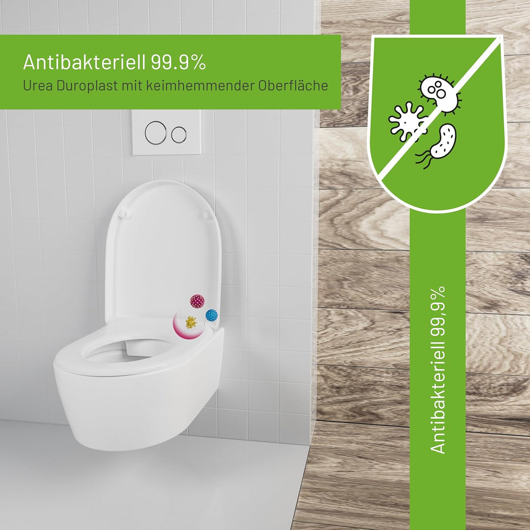 LUVETT® WC-Sitz mit Absenkautomatik D140 D-Form Soft Close® & TakeOff EasyClean Abnahme, hygienisch