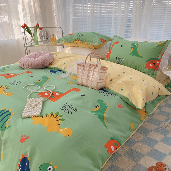 GETIYA Dino Bettwäsche 135x200 Jungen Kinder Bettwäsche Dinosaurier 100% Baumwolle Bettbezug Dino Mu