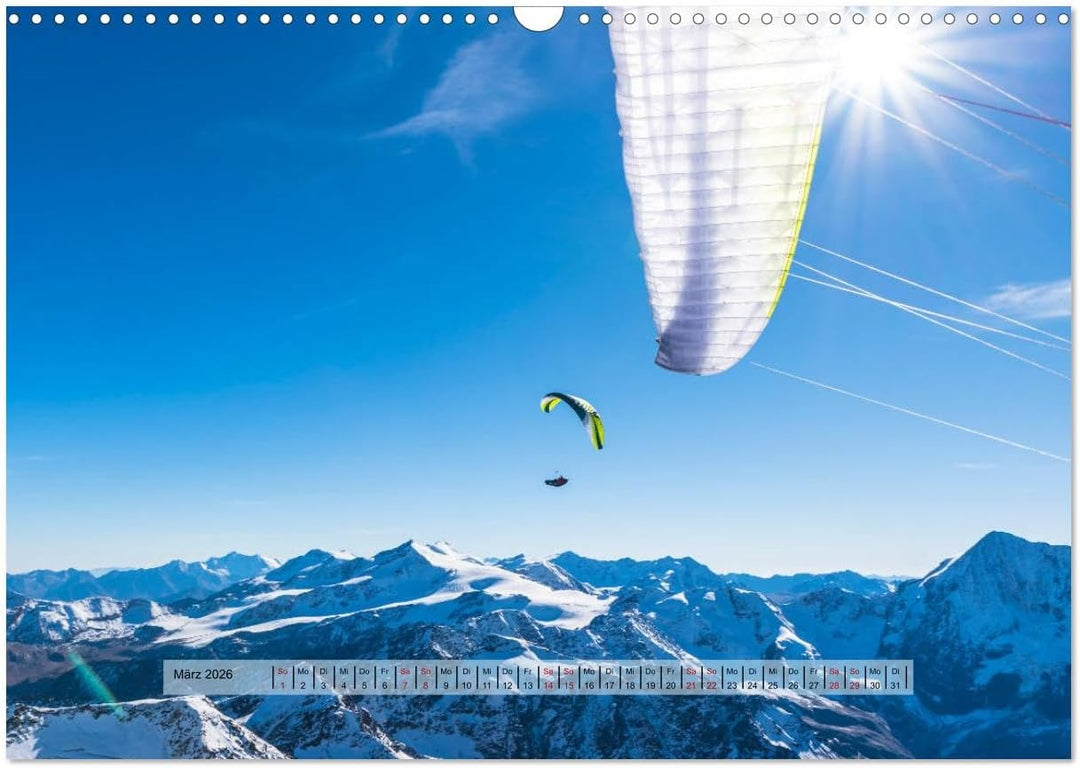 Paragliding - lautloses Schweben (Wandkalender 2026 DIN A3 quer), CALVENDO Monatskalender: Faszinier