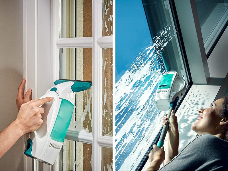 Leifheit Fenstersauger Set Dry & Clean mit Stiel & Einwascher und zweiter Düse für 360° streifenfre