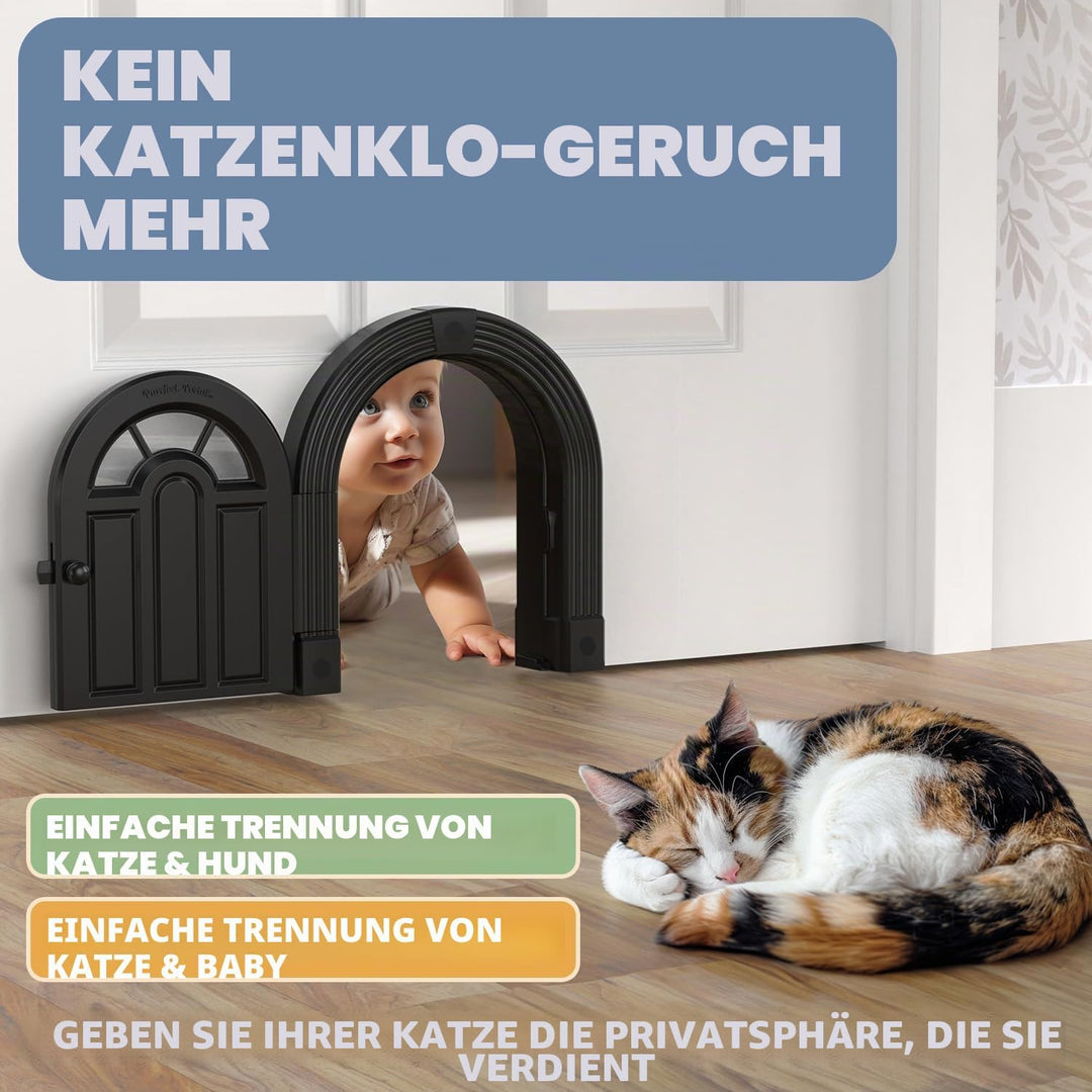 Katzentür Innentür – Meow Manor Extra grosse Haustiertür, 26 x 28 cm, Keine Klappe, Katzentür für Ka