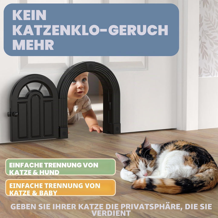 Katzentür Innentür – Meow Manor Extra grosse Haustiertür, 26 x 28 cm, Keine Klappe, Katzentür für Ka