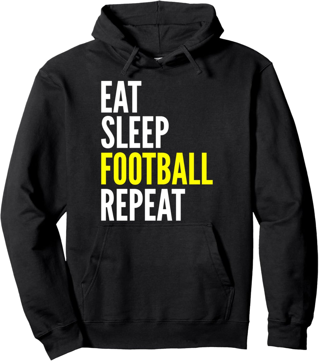 Football Player Funny - Eat Sleep Football Repeat Pullover Hoodie