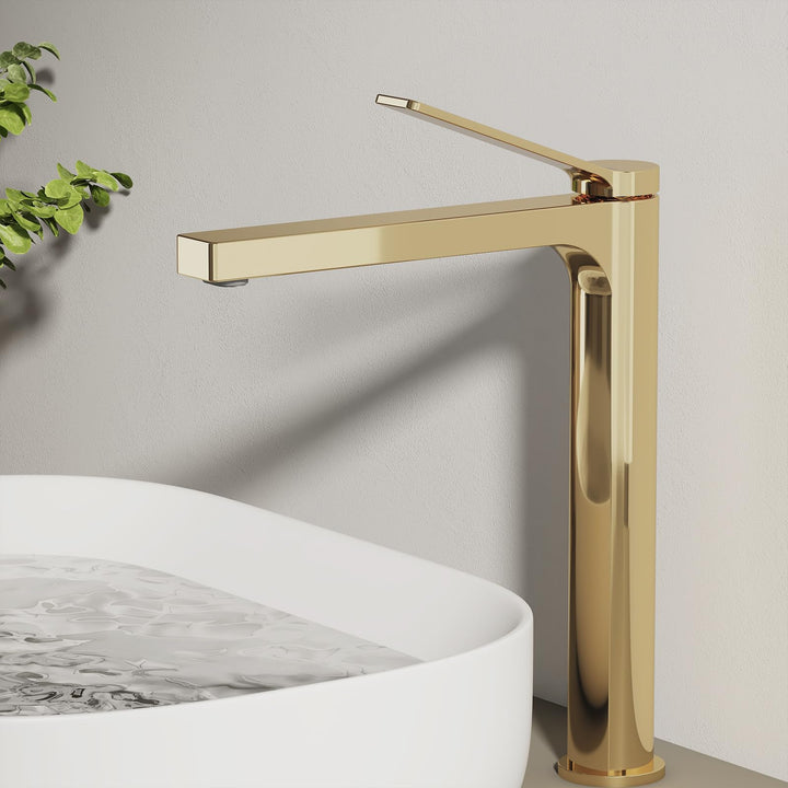 EMKE Wasserhahn Bad Champagnergold, 335 x 233 x 46 mm, Messing, Keramikkartusche, Badarmatur, Mischb