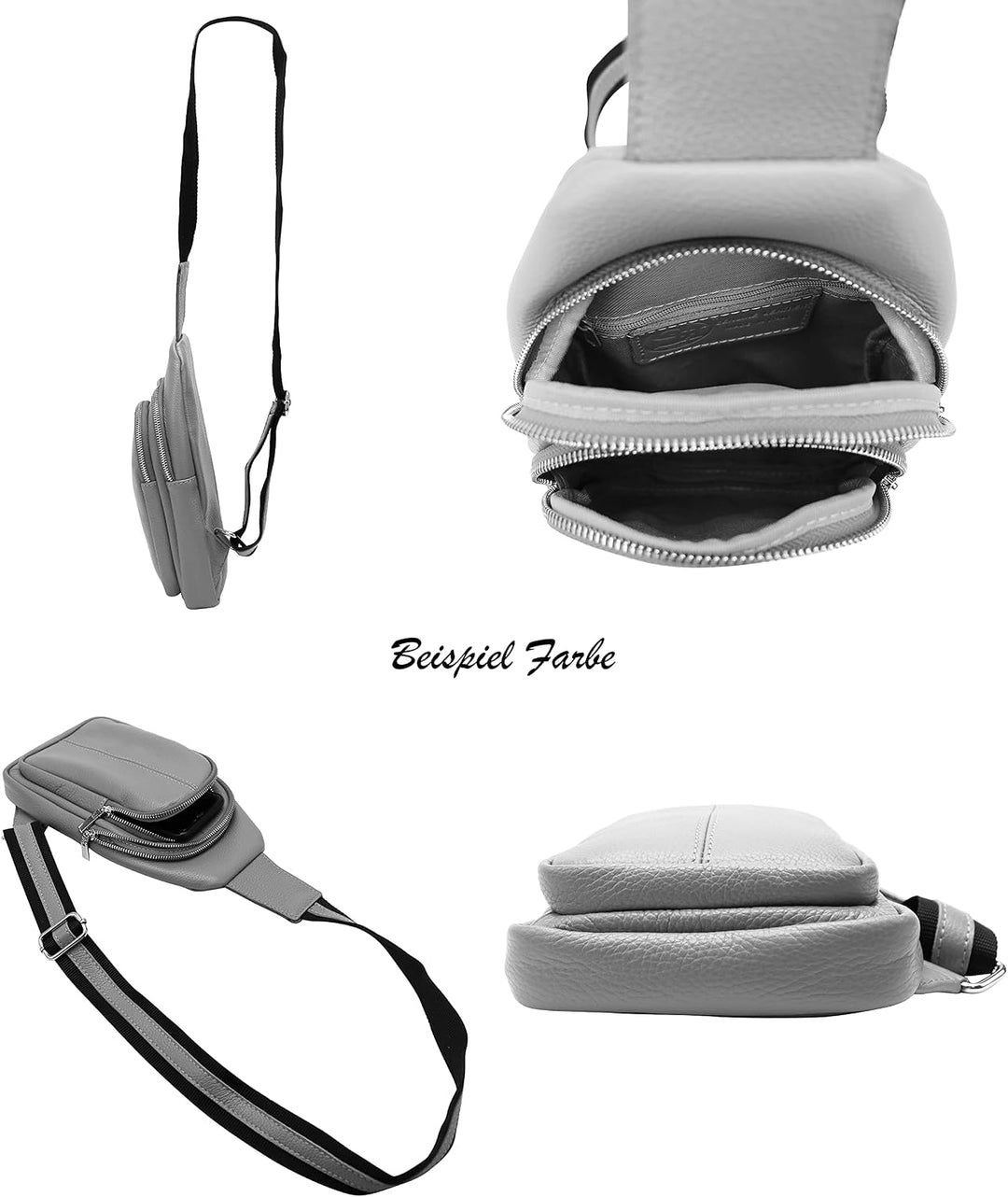 SH Leder echt Leder Damen Unisex Brusttasche für Festival Reise mittelgross Hüfttasche Crossbody Bag