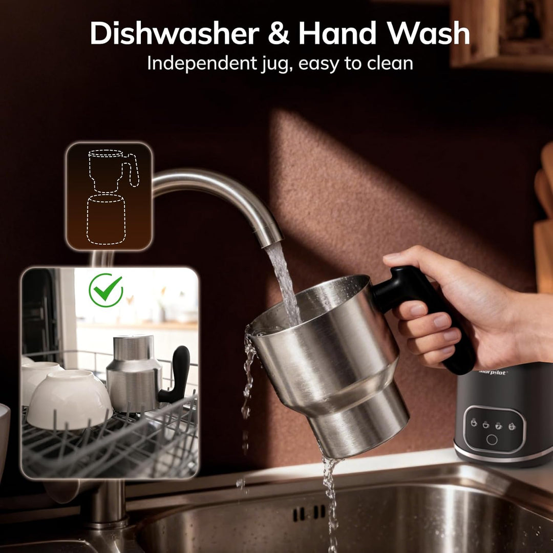 Morpilot Milchaufschäumer Elektrisch 4 in 1, 120-600ml, 550W, Milchschäumer für Heisser und Kalter M