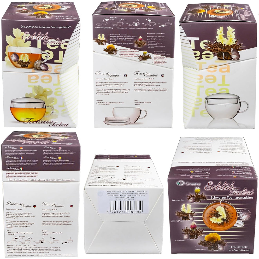 Creano Erblüh-Teelini schwarztee Geschenk-Set 'schwarzer Tee' 8 ErblühTeelini fein aromatisiert, 1 T