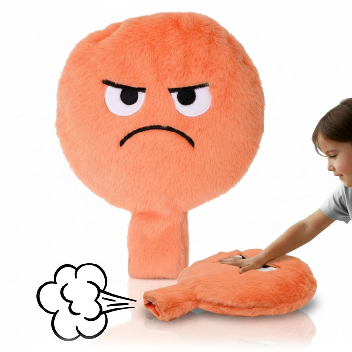 alldoro 60291-4 XXL Plüsch Furzkissen Grumpy, Peach, Ø 20,5 cm, Pupskissen mit Sound, Emotionen spie