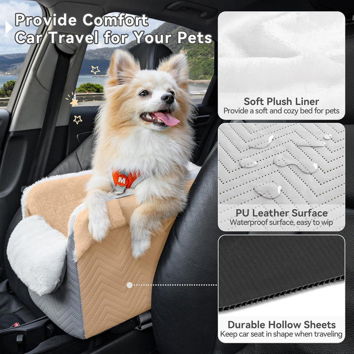 PETS FITHunde Mittelkonsole Auto, Autositz für kleine Hunde mit verbesserten Sicherheitsgurten, wasc