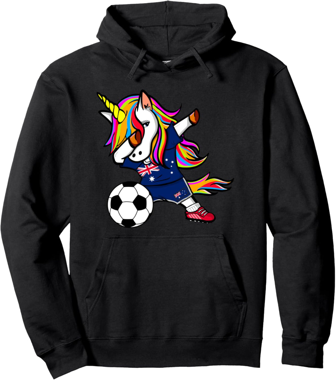 Dabbing Einhorn Australia Fussball - Australische Flagge Pullover Hoodie