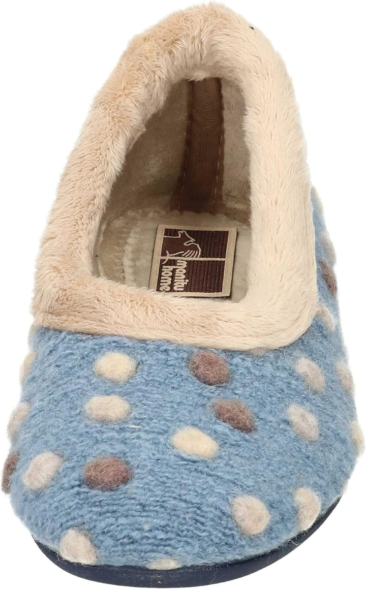 Manitu Damen Home Hausschuh 39 EU Blau, 39 EU Blau
