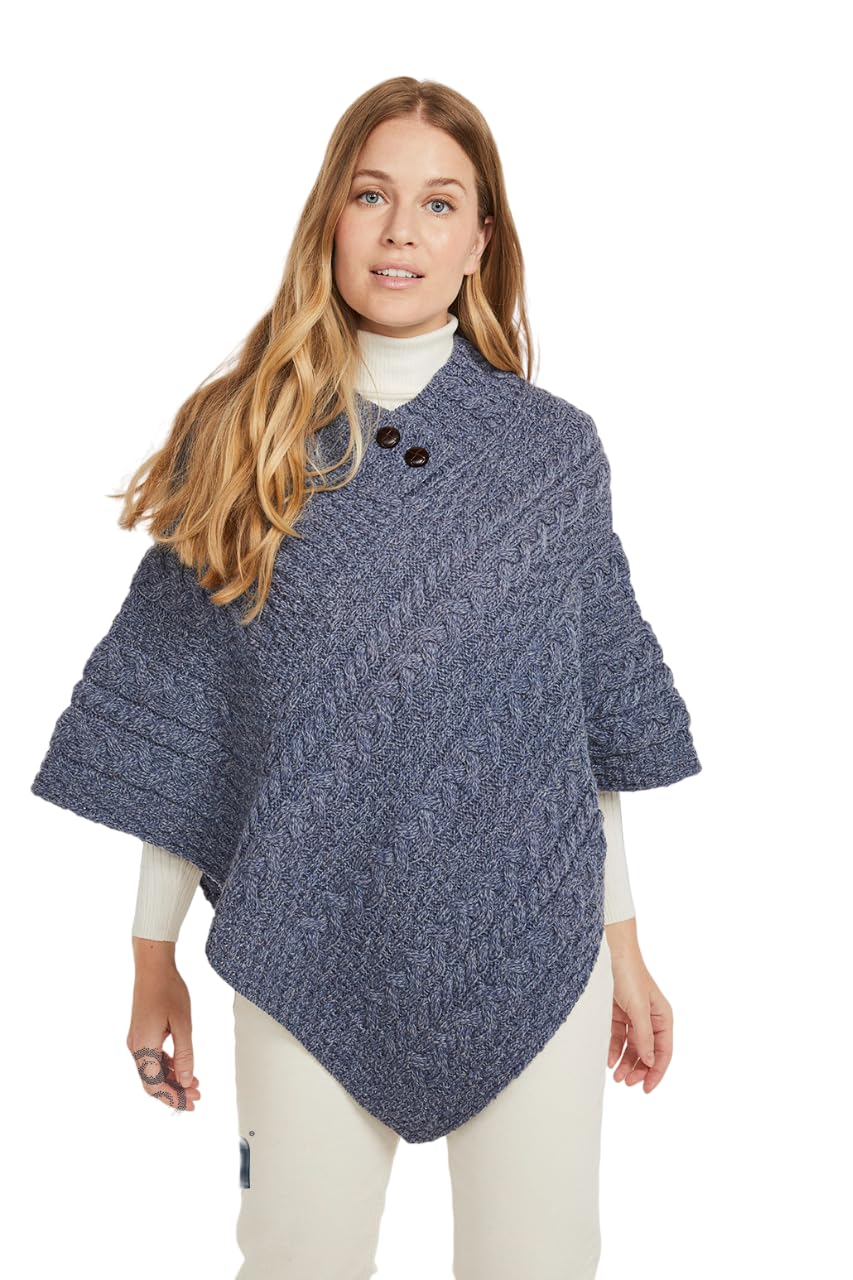 Aran Woollen Mills Damen Pullover Einheitsgrösse Denim, Einheitsgröße Denim