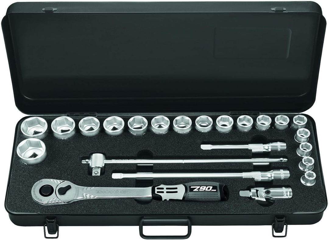 MATADOR Schraubwerkzeuge Steckschlüsselsatz 6-kant 12,5 (1/2) mm, 4114 9230, 23-teilig 23-teilig Met