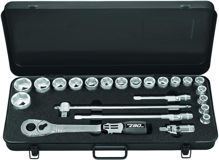 MATADOR Schraubwerkzeuge Steckschlüsselsatz 6-kant 12,5 (1/2) mm, 4114 9230, 23-teilig 23-teilig Met