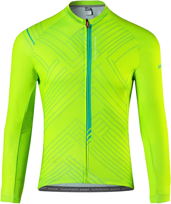 Santic Fahrradtrikot Herren Langarm Radtrikot Winter Fahrradshirt Herren Atmungsaktiv mit Taschen 3X