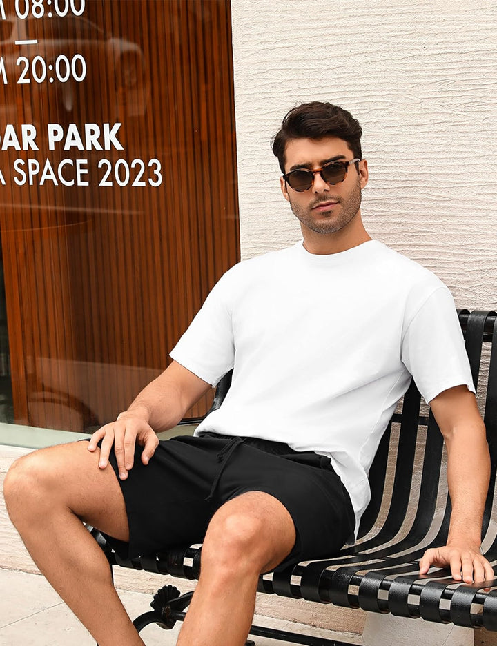 Irdcomps Herren Schlafanzughose Baumwolle Kurz Pyjamahose Schlafhose Schlafshorts Sommer Bermudahose