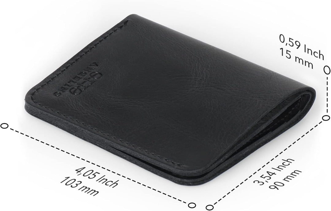 Otto Angelino Echtleder Ultra Slim Bifold Kartenhalter und Geldbörse - Unisex (Schwarz) Black 1, Bla