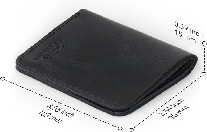 Otto Angelino Echtleder Ultra Slim Bifold Kartenhalter und Geldbörse - Unisex (Schwarz) Black 1, Bla